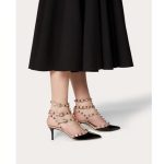 Valentino Garavani Leather Women Rockstud Heels Shoes Black