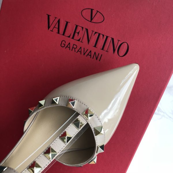 Valentino Garavani Leather Women Rockstud Heels Shoes Nude