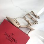 Valentino Garavani Leather Women Rockstud Heels Shoes Nude