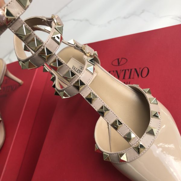 Valentino Garavani Leather Women Rockstud Heels Shoes Nude