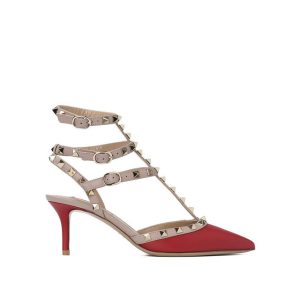 Valentino Garavani Leather Women Rockstud Heels Shoes Red