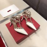 Valentino Garavani Leather Women Rockstud Heels Shoes White