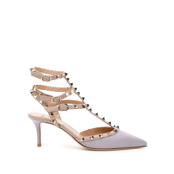 Valentino Garavani Leather Women Rockstud Heels Shoes White