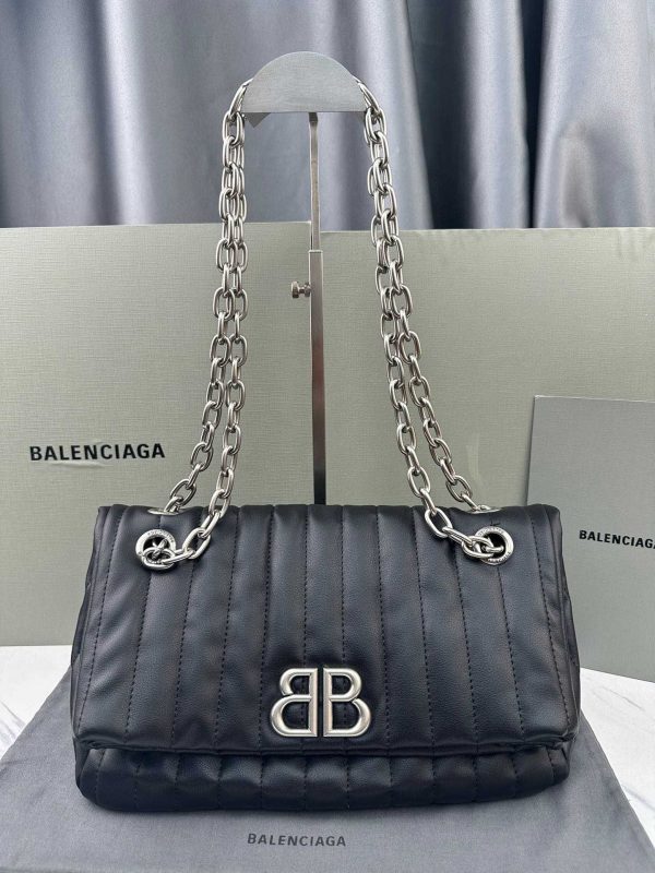 Balenciaga Monaco Black Leather Big Shoulder Bag 4 Sizes