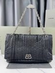 Balenciaga Monaco Black Leather Big Shoulder Bag 4 Sizes