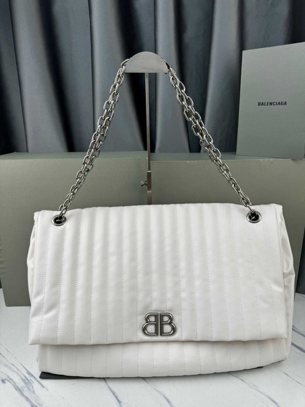 Balenciaga Monaco White Leather Big Shoulder Bag 4 Sizes