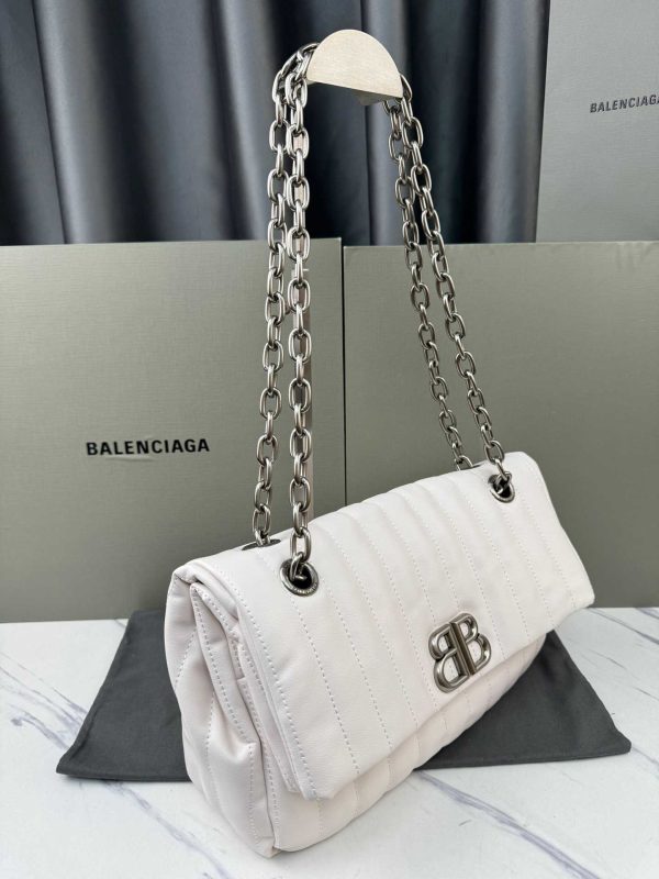 Balenciaga Monaco White Leather Big Shoulder Bag 4 Sizes