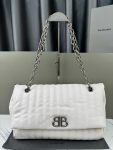 Balenciaga Monaco White Leather Big Shoulder Bag 4 Sizes