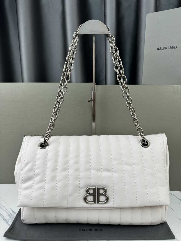 Balenciaga Monaco White Leather Big Shoulder Bag 4 Sizes