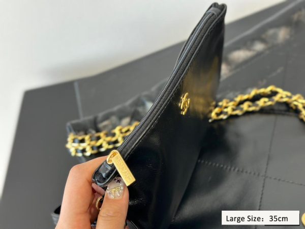 Chanel 22 Black Leather Golden Shoulder bag Handbag 3sizes