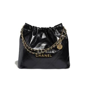 Chanel 22 Black Leather Golden Shoulder bag Handbag 3sizes