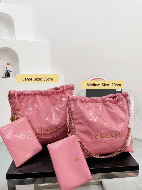 Chanel 22 Pink Leather Golden Shoulder bag Handbag 3sizes