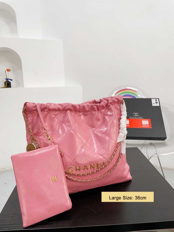 Chanel 22 Pink Leather Golden Shoulder bag Handbag 3sizes