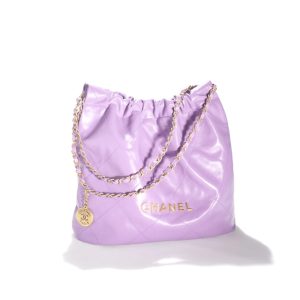 Chanel 22 Purple Leather Golden Shoulder bag Handbag 3sizes