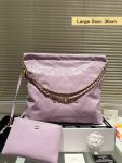 Chanel 22 Purple Leather Golden Shoulder bag Handbag 3sizes