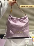 Chanel 22 Purple Leather Golden Shoulder bag Handbag 3sizes