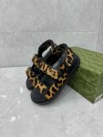 Gucci Leopard Women Sandal Black Summer Shoes