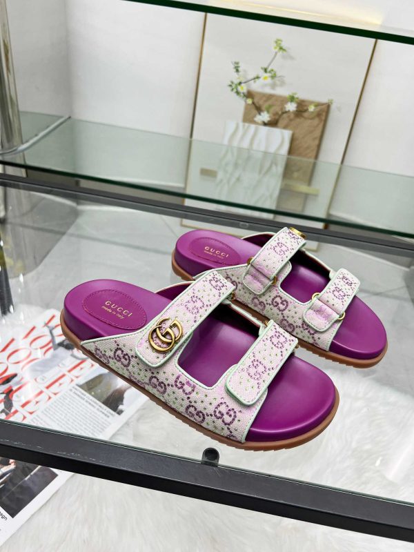 Gucci Purple Women Men Sandal Rhinestone Summer Slipper