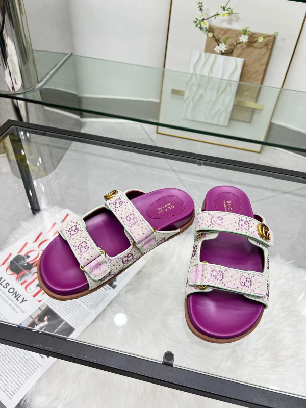 Gucci Purple Women Men Sandal Rhinestone Summer Slipper