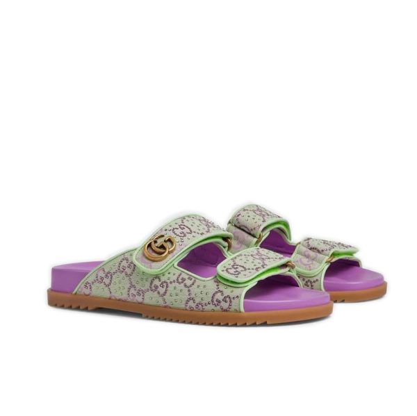 Gucci Purple Women Men Sandal Rhinestone Summer Slipper