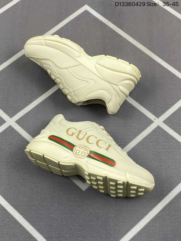 Gucci Rhyton Vintage Trainer Sneaker GG Logo Red Green