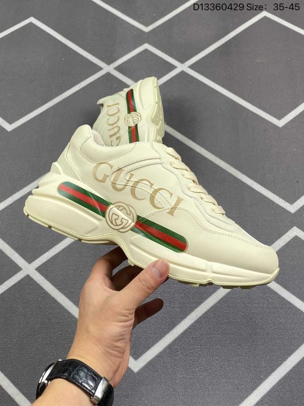 Gucci Rhyton Vintage Trainer Sneaker GG Logo Red Green