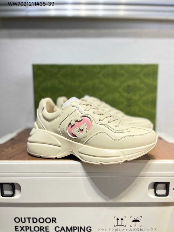 Gucci Rhyton Vintage Trainer White Sneaker Pink GG Logo