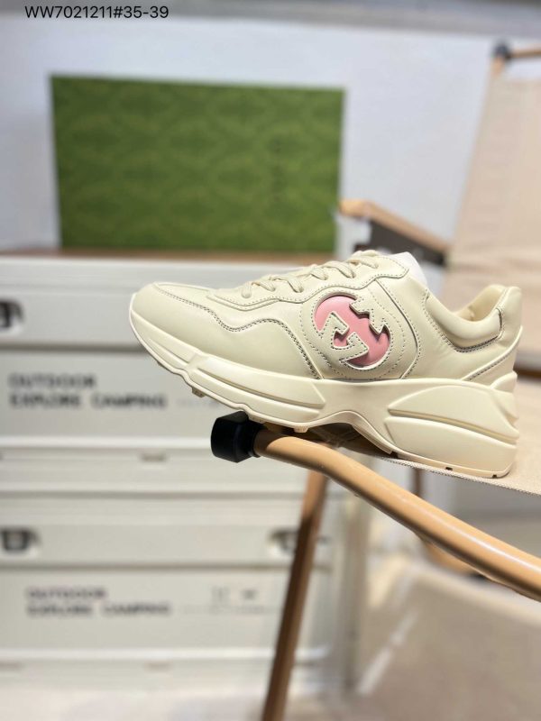 Gucci Rhyton Vintage Trainer White Sneaker Pink GG Logo