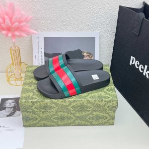 Gucci Web Slide Men Women Sandal Green Red 1