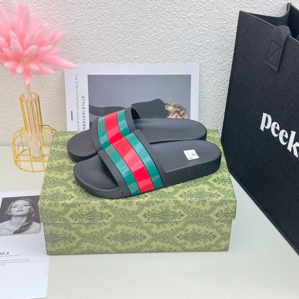 Gucci Web Slide Men Women Sandal Green Red