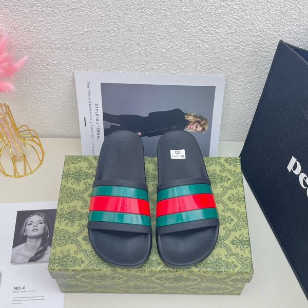 Gucci Web Slide Men Women Sandal Green Red