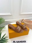 Louis Vuitton Lock it Brown Leather Women Sandal