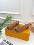 Louis Vuitton Lock it Brown Leather Women Sandal