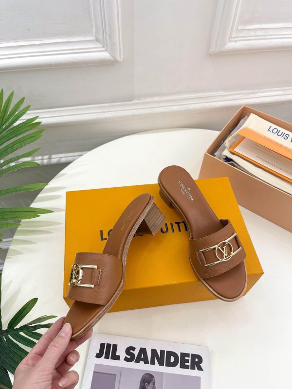 Louis Vuitton Lock it Brown Leather Women Sandal