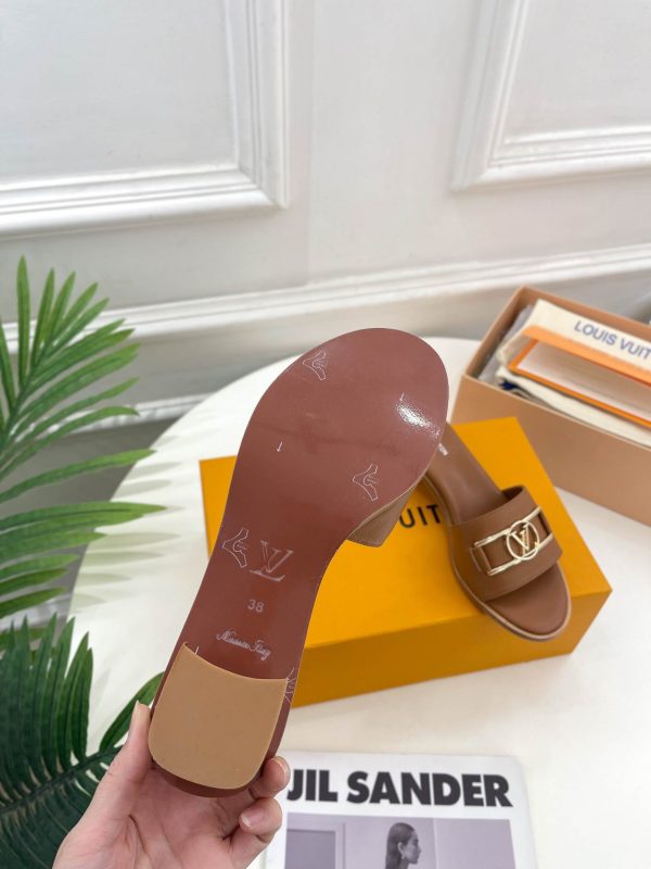 Louis Vuitton Lock it Brown Leather Women Sandal