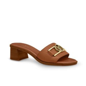 Louis Vuitton Lock it Brown Leather Women Sandal