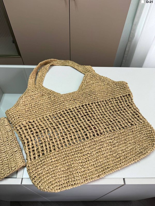 Saint Laurent YSL Raffia Icare Maxi Shopping Bag Straw Nature