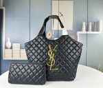 Saint Laurent YSL Women Icare Maxi Shopping Bag Quilted Leather Black 3 Sizes