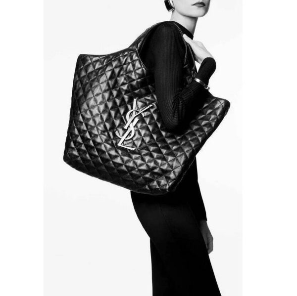 Saint Laurent YSL Women Icare Maxi Shopping Bag Quilted Leather Black 3 Sizes