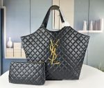 Saint Laurent YSL Women Icare Maxi Shopping Bag Quilted Leather Black 3 Sizes