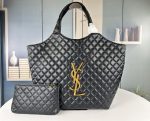 Saint Laurent YSL Women Icare Maxi Shopping Bag Quilted Leather Black 3 Sizes