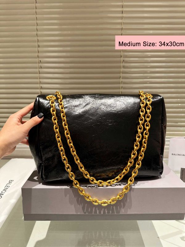 Balenciaga Monaco Black Leather Medium Chain Bag  3 Sizes