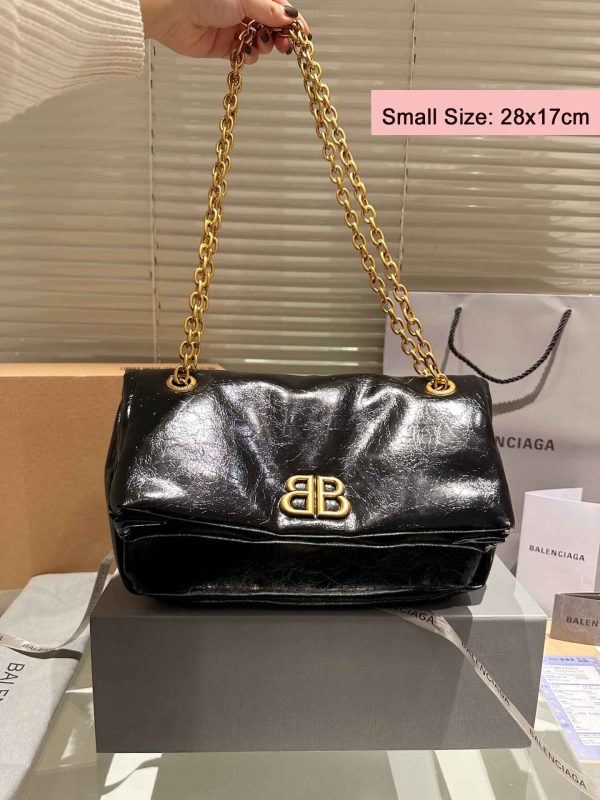 Balenciaga Monaco Black Leather Medium Chain Bag  3 Sizes