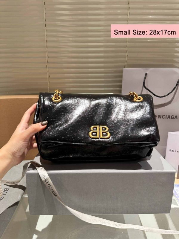 Balenciaga Monaco Black Leather Medium Chain Bag  3 Sizes