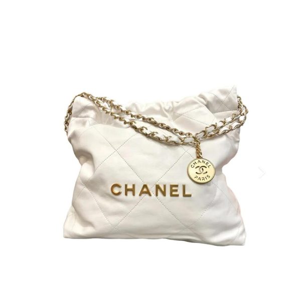 Chanel 22 White Leather Golden Shoulder bag Handbag 3sizes