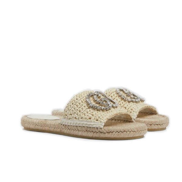 Gucci White Black Women Sandal Straw Slipper Summer