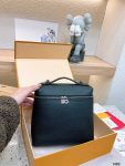 Loro Piana Extra Pocket L23.5 Leather Backpack Black White Grey