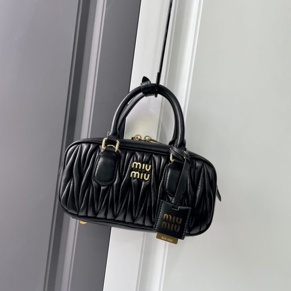 Miu Miu Arcadie Black Leather Handbag Women 2 Sizes