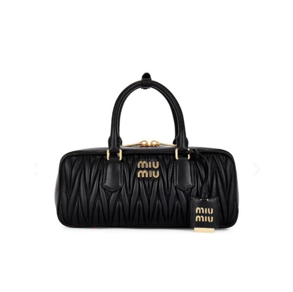 Miu Miu Arcadie Black Leather Handbag Women 2 Sizes