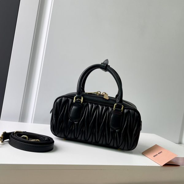 Miu Miu Arcadie Black Leather Handbag Women 2 Sizes